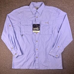Natural Gear Shirts Mens M Blue Lightweight Vented Fishing Roll‎ Tabs 40+ UV NEW